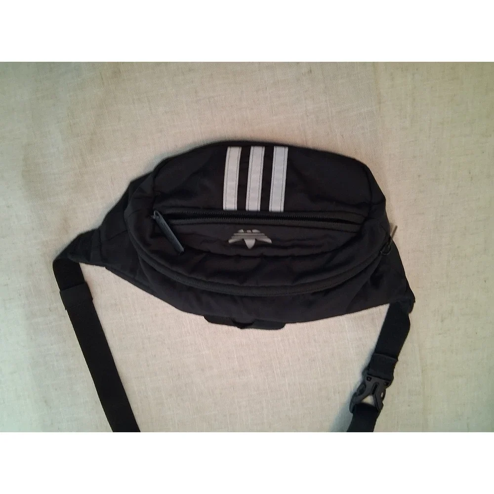 Adidas Originals Black Trefoil 3-Stripe Waist Bag Fanny Pack Crossbody‎ 978626-A